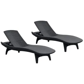Allibert by Keter  Pacific lot de 2 chaises Longues, 4 positions, 197 x 75 x 41 cm, Graphite (230674-DUO)